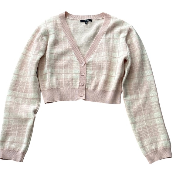 Love Tree Women's Classic Cropped long sleeves Cardigan Sweater plaid casual. - Picture 2 of 12